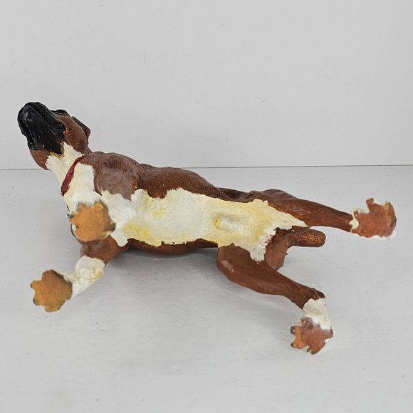 Vintage Boxer Dog Figurine Statue Standing Red Collar Resin - Picture 8 of 9